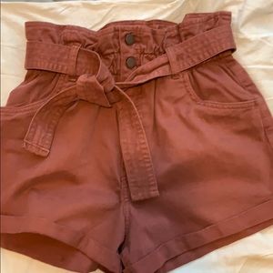 Abercrombie belted paper-bag shorts